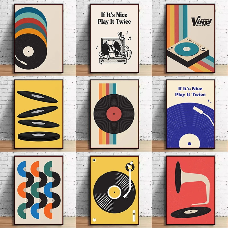 Home Office Or - Mid Century Vinyl Record Canvas Wall