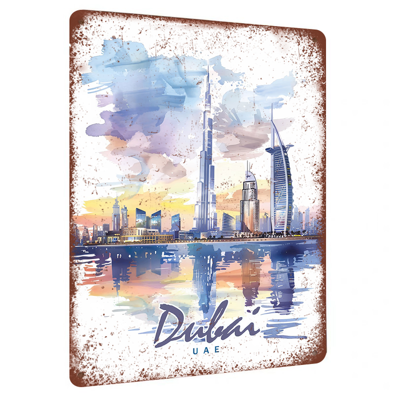 Dubai Skyline Watercolor Metal - Home Office Dubai recension och pris