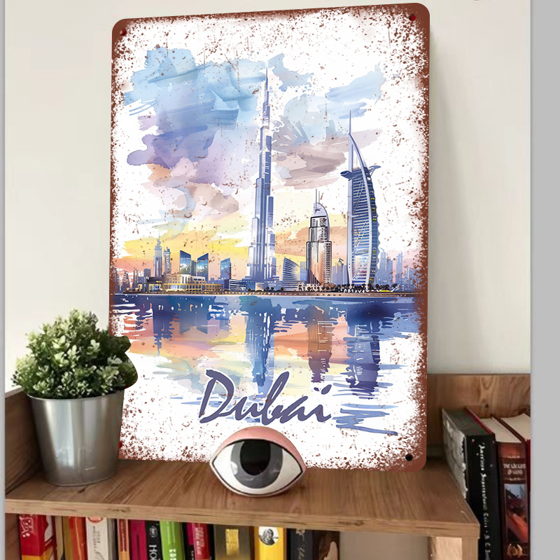 Dubai Skyline Watercolor Metal - Home Office Dubai recension och pris