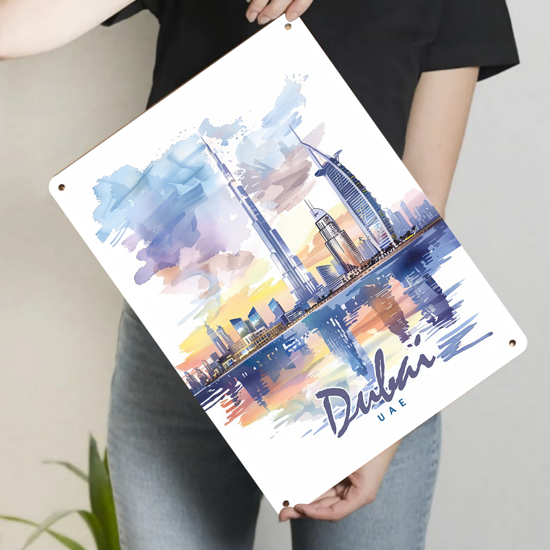 Dubai Skyline Watercolor Metal - Home Office Dubai recension och pris