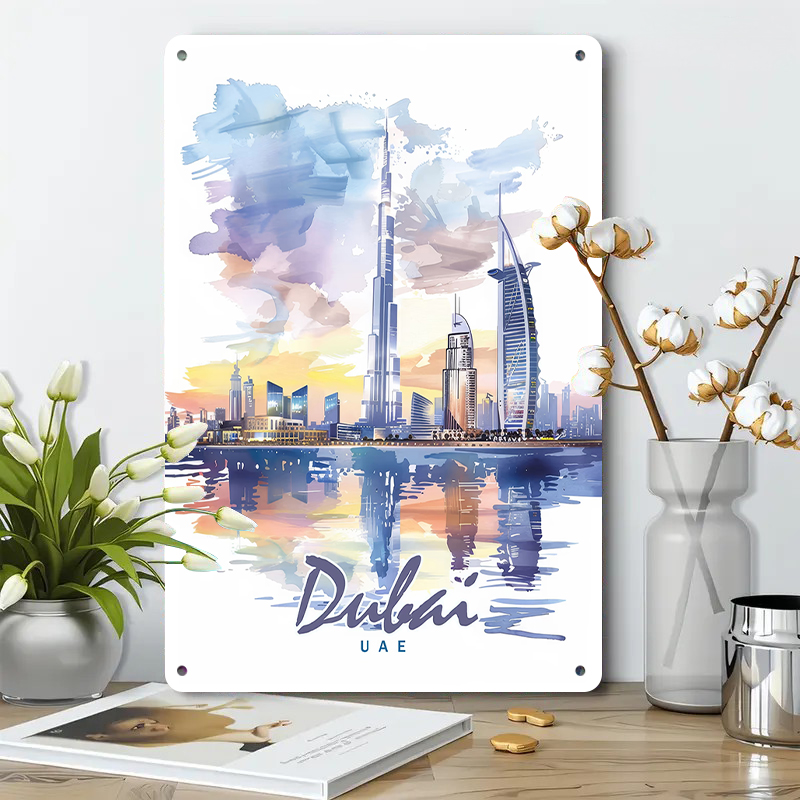 Dubai Skyline Watercolor Metal - Home Office Dubai recension och pris