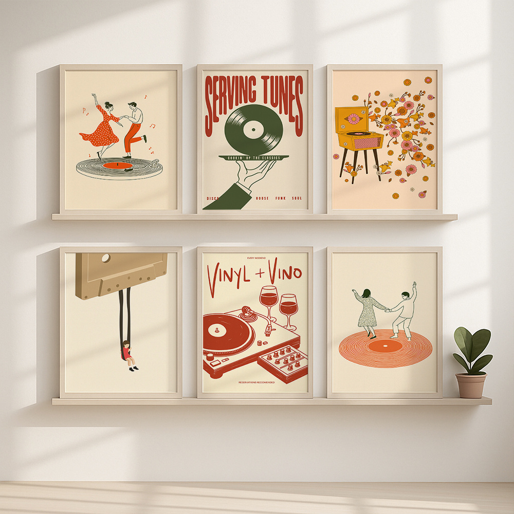 1pc Vintage Music Canvas Poste - Home Office Or recension och pris