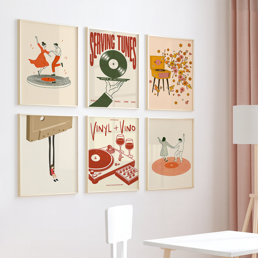 1pc Vintage Music Canvas Poste - Home Office Or recension och pris