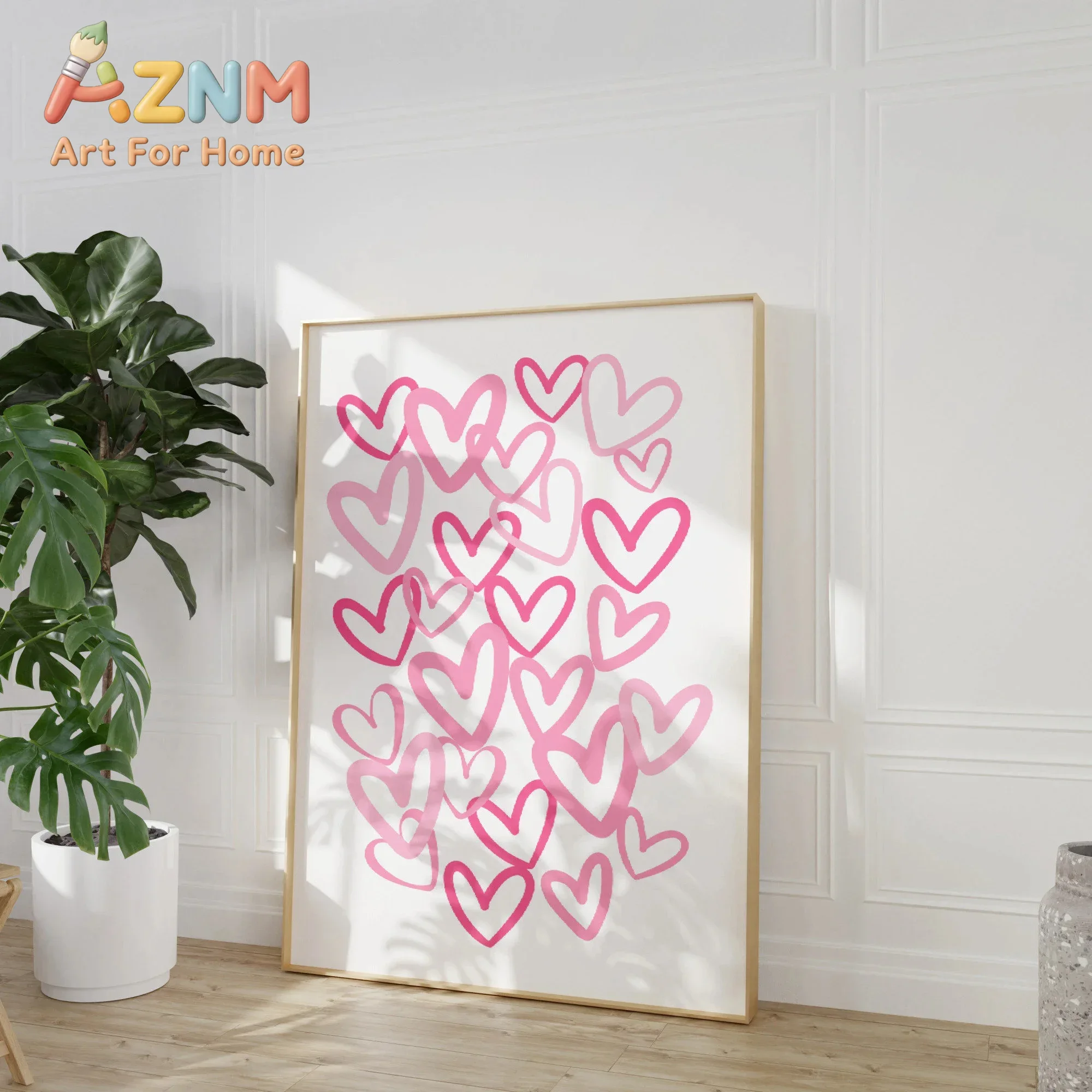 Chic Pink Love Hearts Canvas A - Home Office Room Inspiration recension och pris
