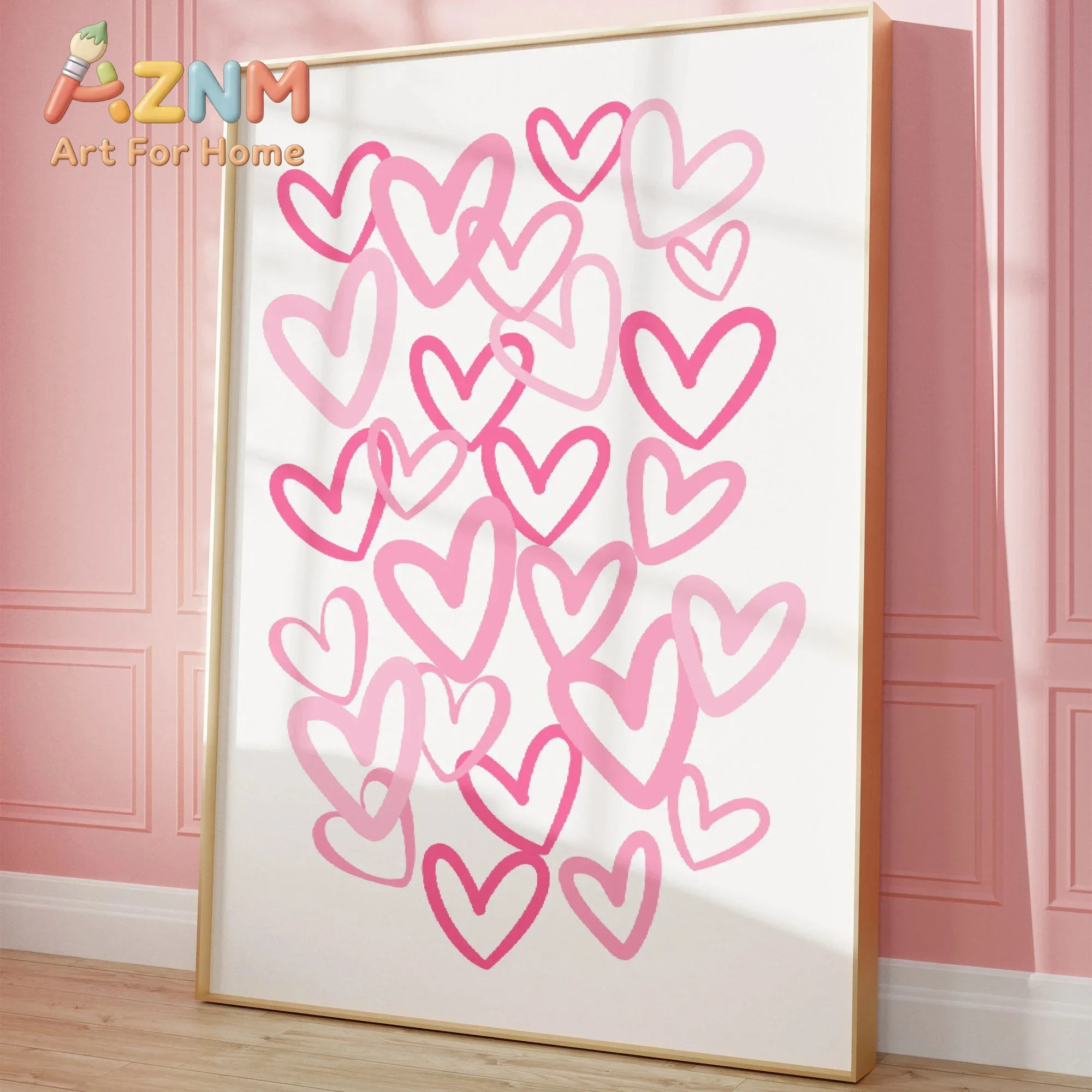 Chic Pink Love Hearts Canvas A - Home Office Room Inspiration recension och pris