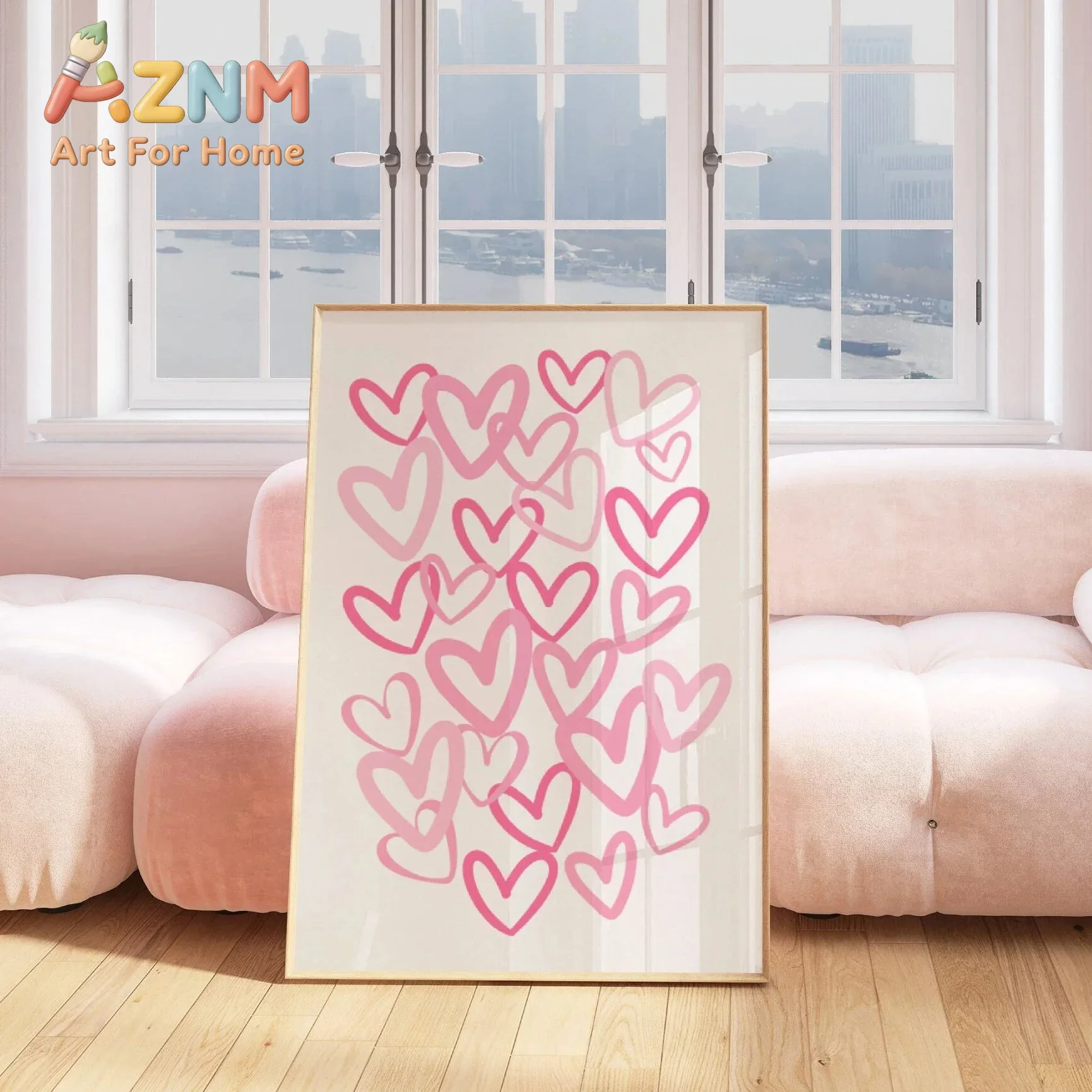 Chic Pink Love Hearts Canvas A - Home Office Room Inspiration recension och pris